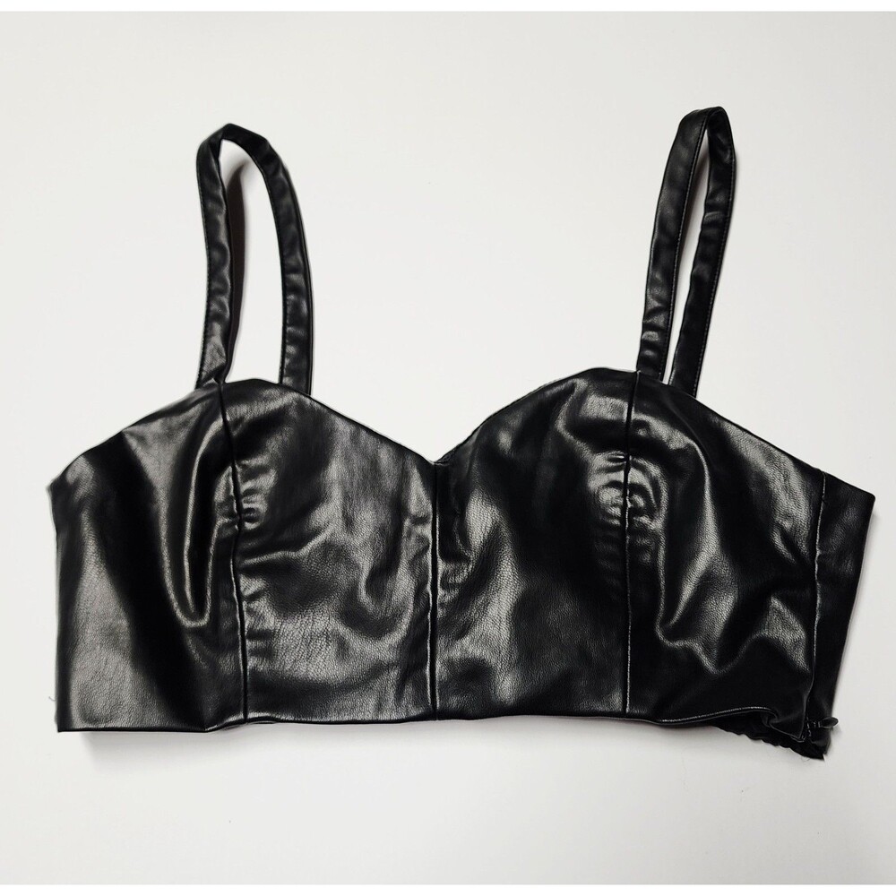 ZARA Feaux Leather Corset Crop Top Bustier Size XS NWOT